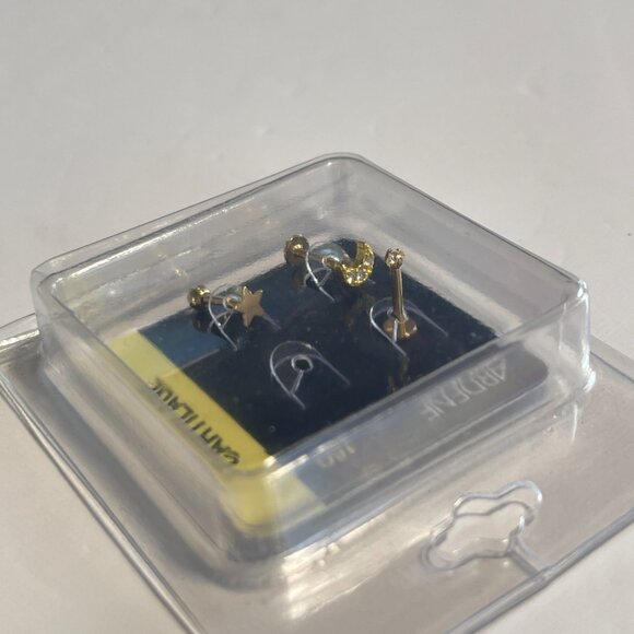 Ardene NEW 3 Pack of Celestial Cartilage Piercings Moon, Star, and Gem Gold - Picture 5 of 8